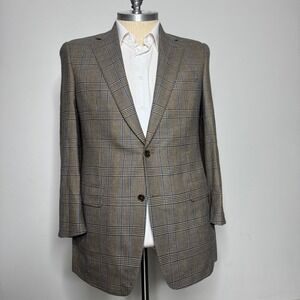 Samuelsohn Super 100s Wool Plaid Blazer Jacket‎ 42L SB Greenwhich